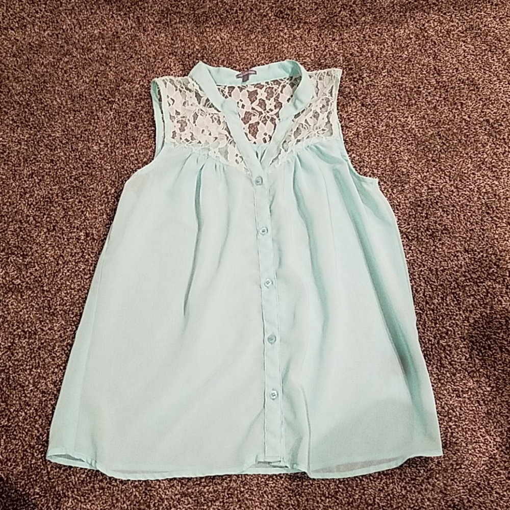 Charlotte Russe Light blue Sheer Tank Top Size M